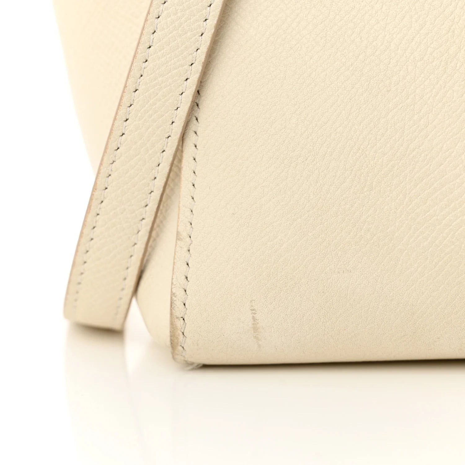Grained Calfskin Micro Belt Bag White