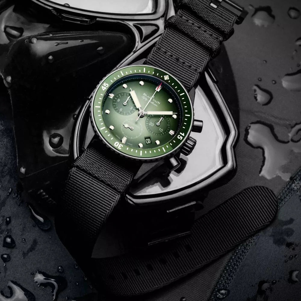 Unworn  Fifty Fathoms Bathyscaphe Chronographe Flyback, Black Ceramic, 43.6Mm, Ref# 5200-0153-NABA, Box and Papers