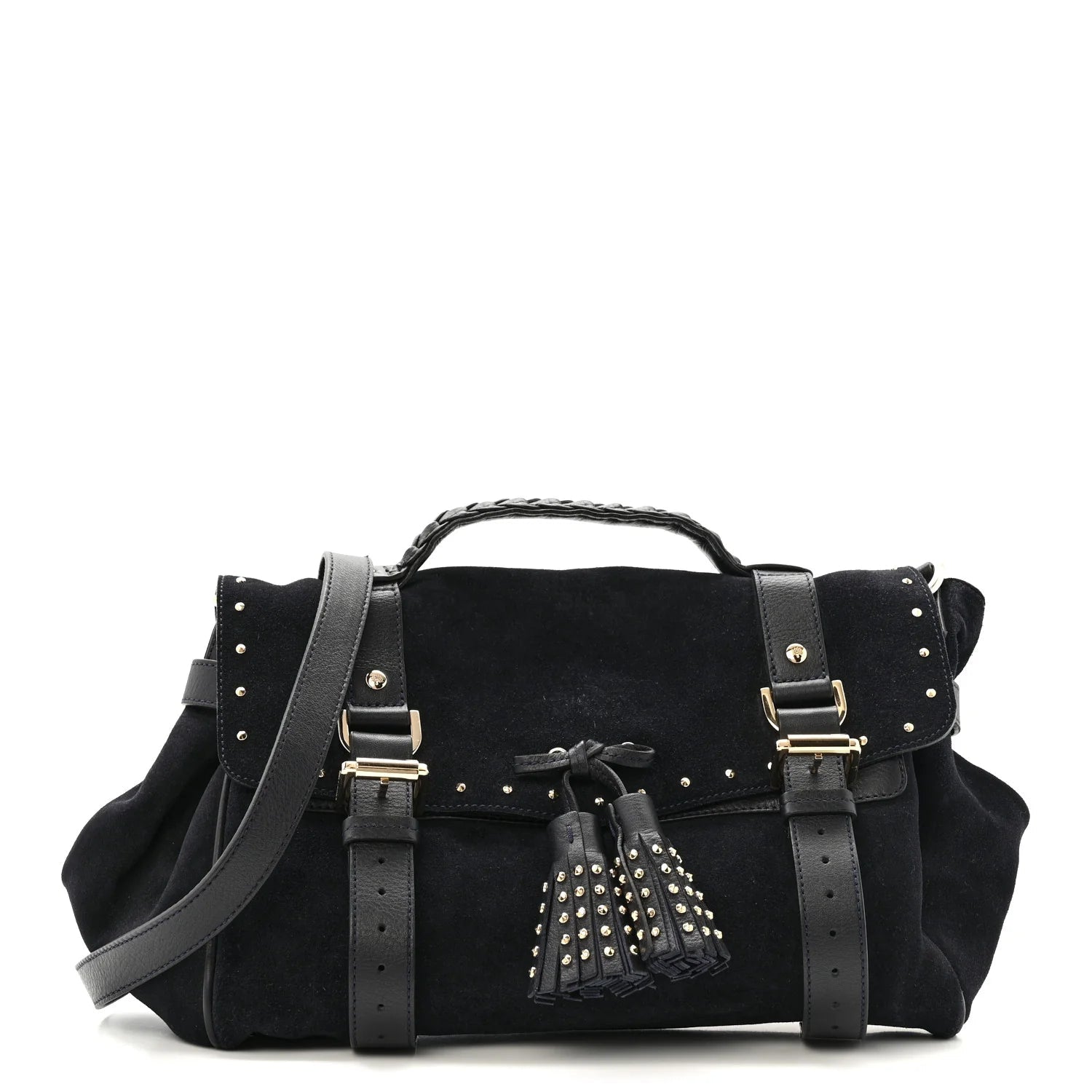 Heavy Suede Alexa Tassel Satchel Ink Blue