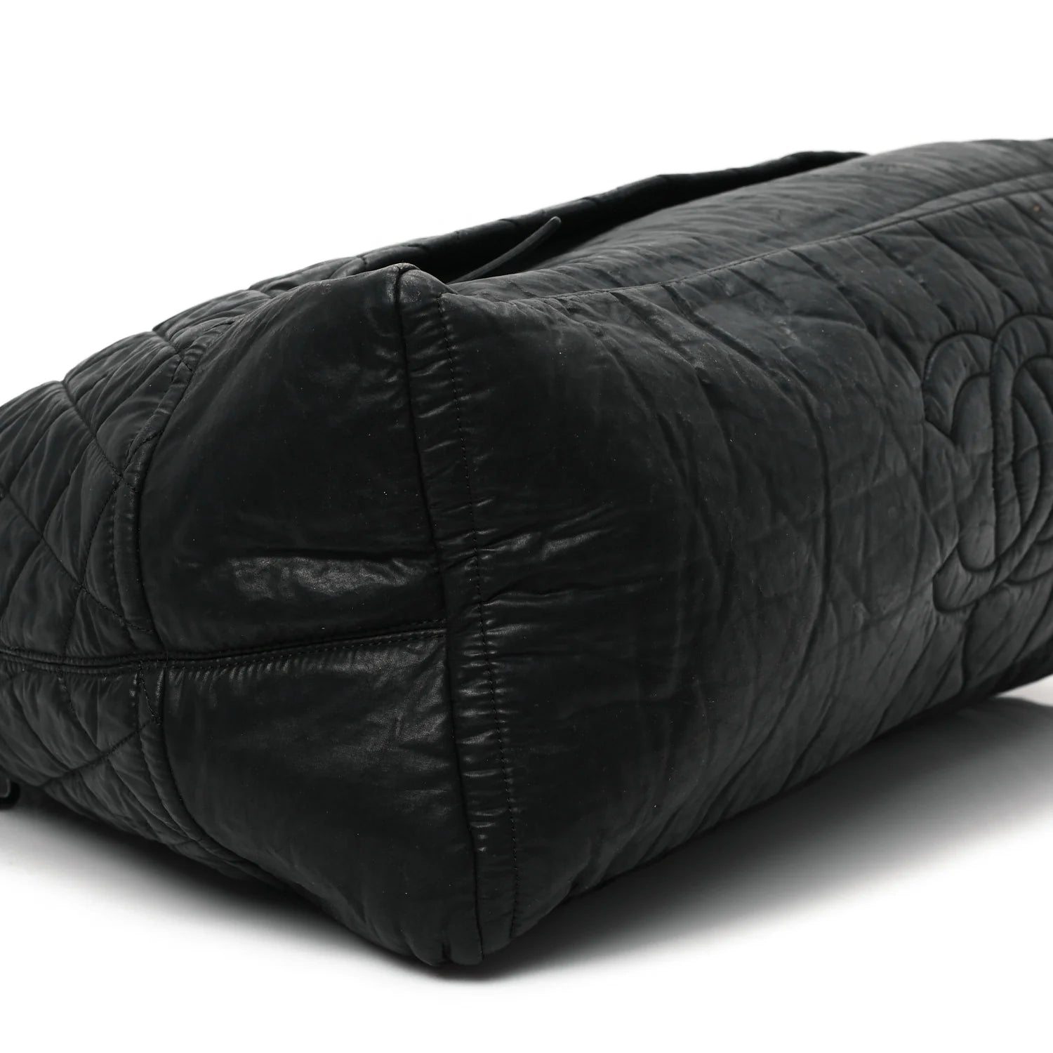 Coated Canvas Quilted Large Garment Travel Bag Black