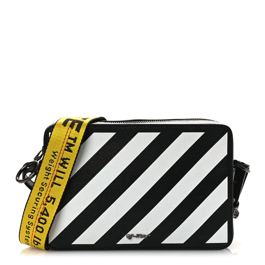 Saffiano Striped Mini Diag Bag Black White
