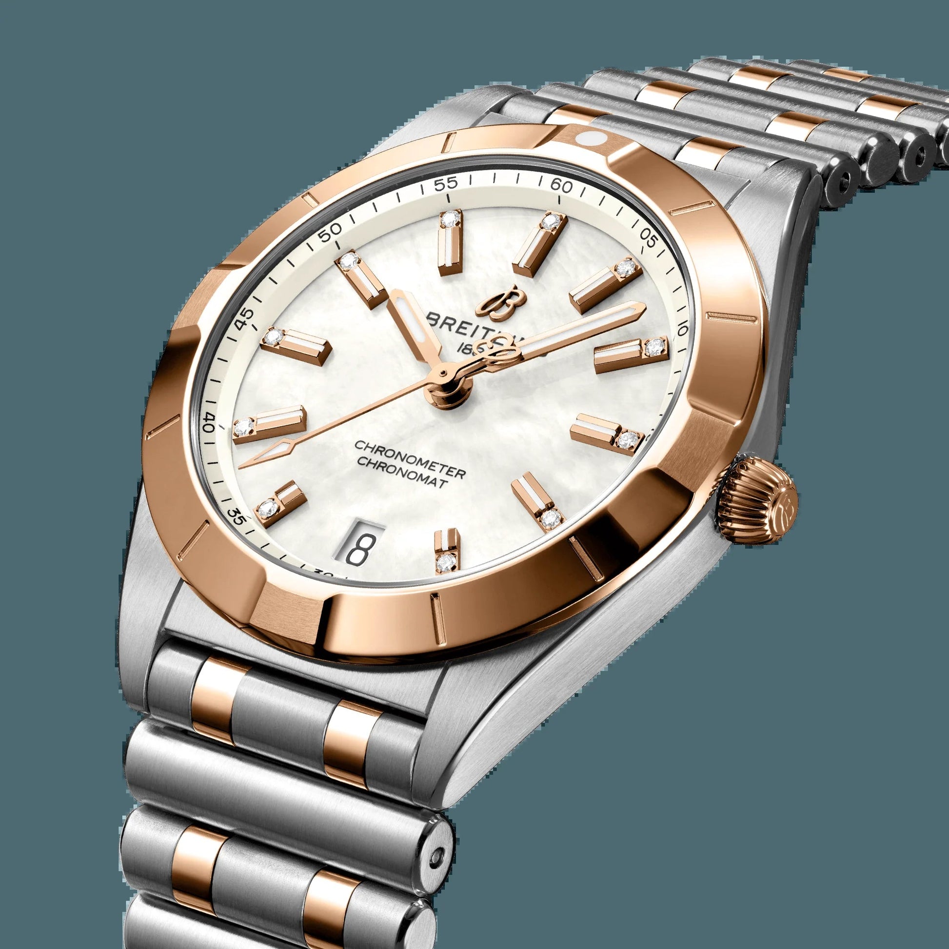 Chronomat 32, Stainless Steel, 18K Red Gold and 11 Diamonds, Ref# U77310101A2U1, Unworn 2024