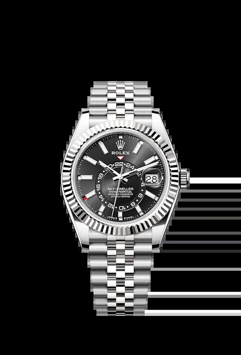 Sky-Dweller, 42Mm, Oystersteel and 18K White Gold, Black, Jubilee, Ref# 336934-0008