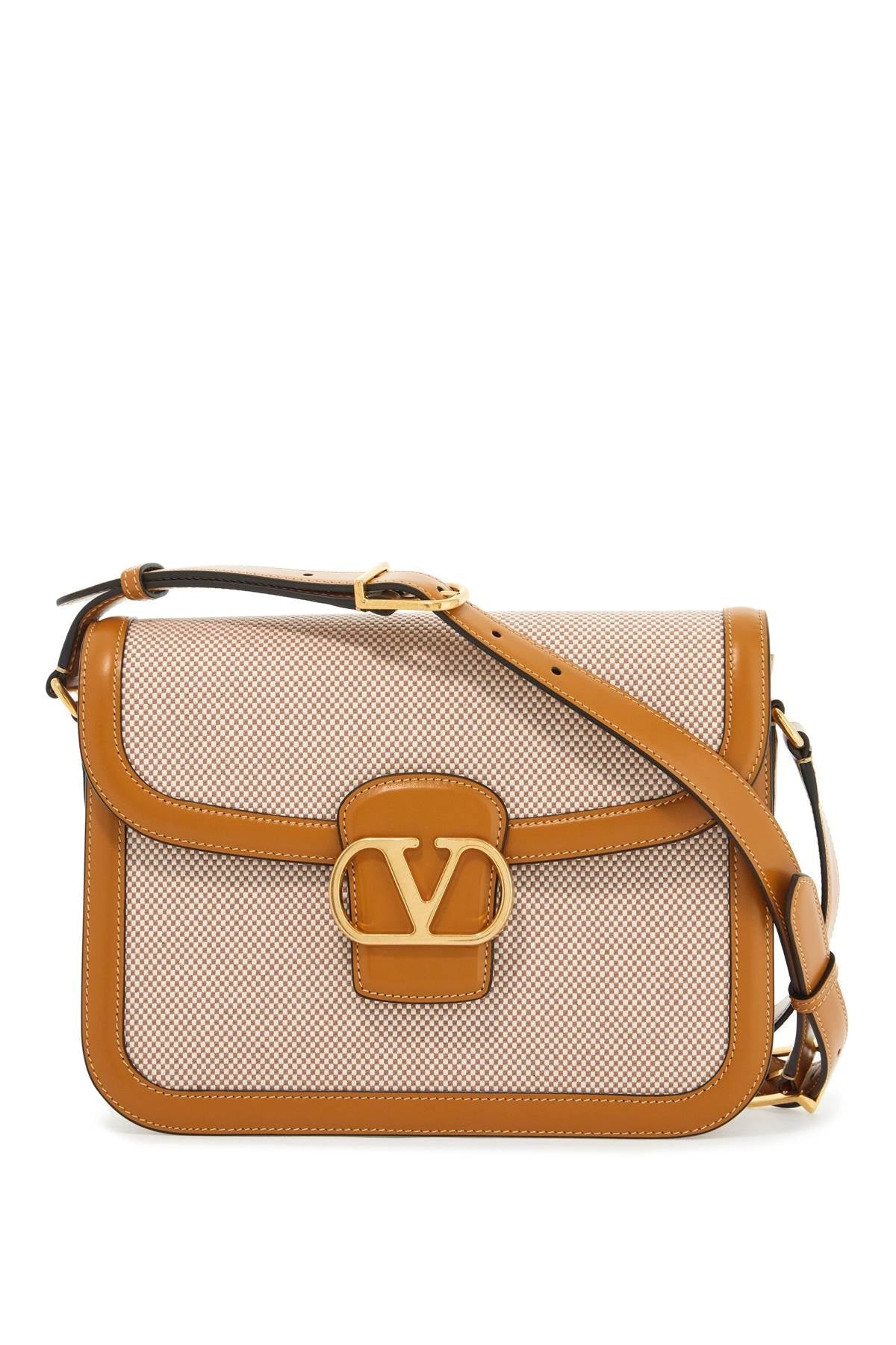TWO-TONE CANVAS and LEATHER 9TO5 SHOULDER BAG