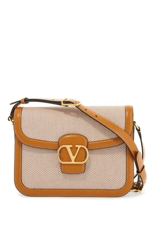 TWO-TONE CANVAS and LEATHER 9TO5 SHOULDER BAG