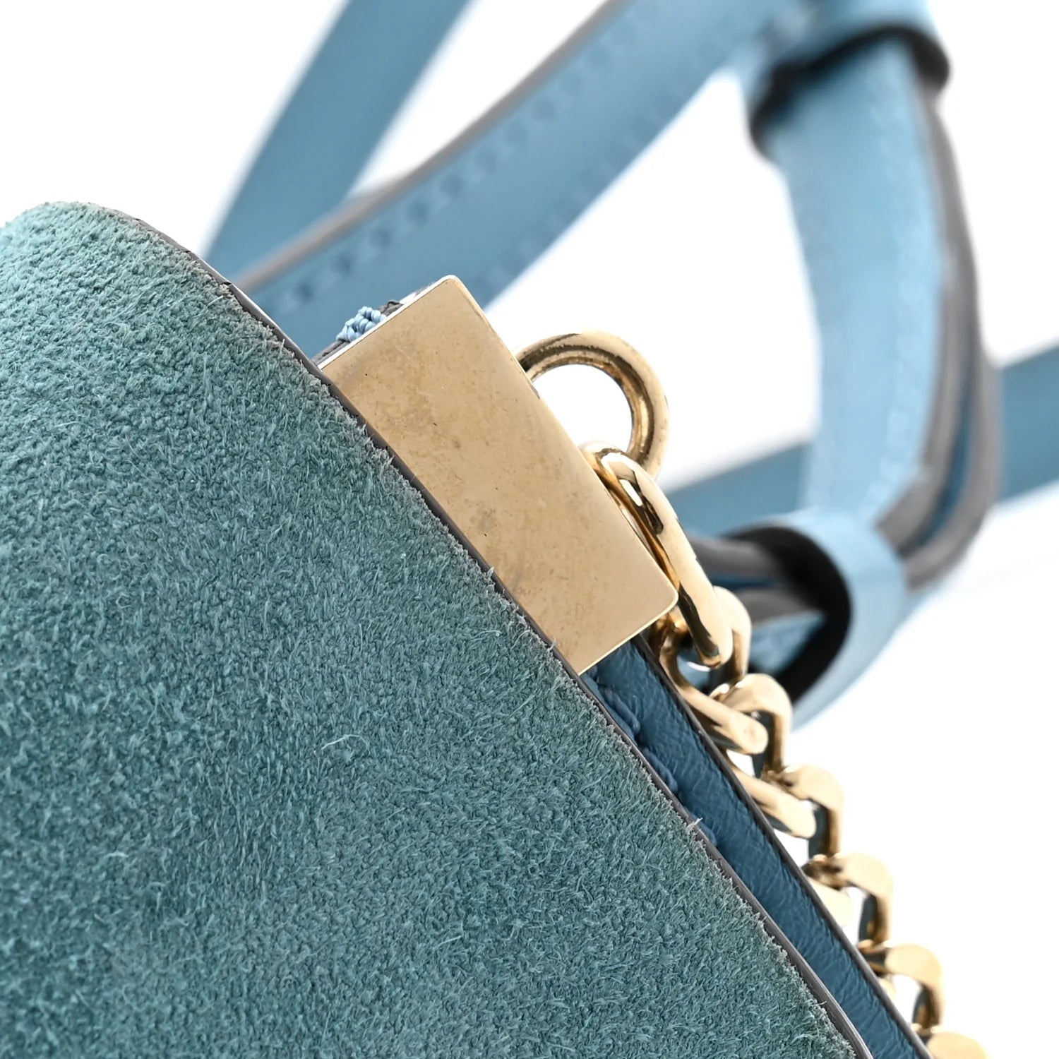 Suede Calfskin Faye Wallet on Strap Vinyl Blue