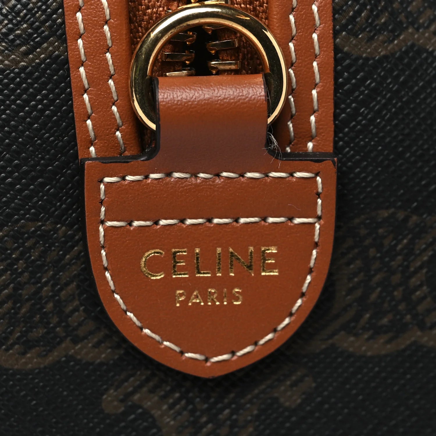 Triomphe Canvas Calfskin Small Boston Bag Tan