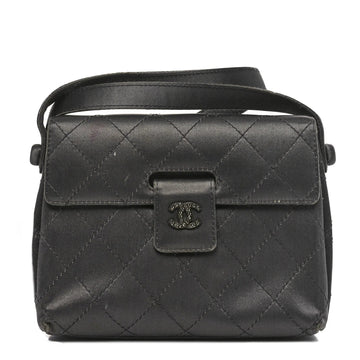 Satin Quilted Crystal CC Square Flap Grey