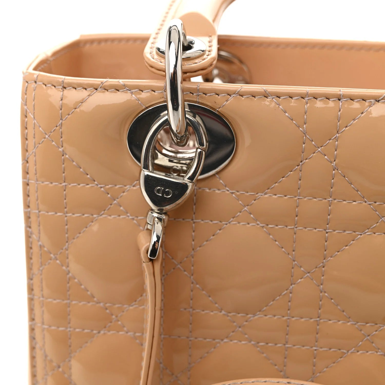 Patent Cannage Medium Lady Dior Beige