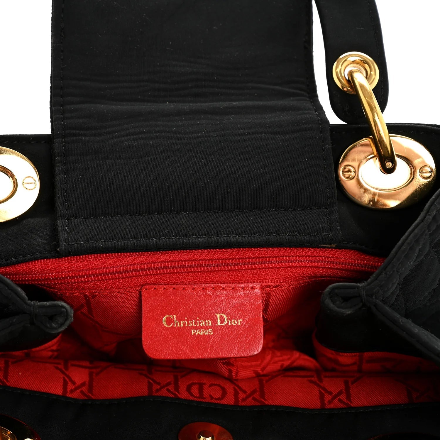 Nylon Cannage Medium Lady Dior Black