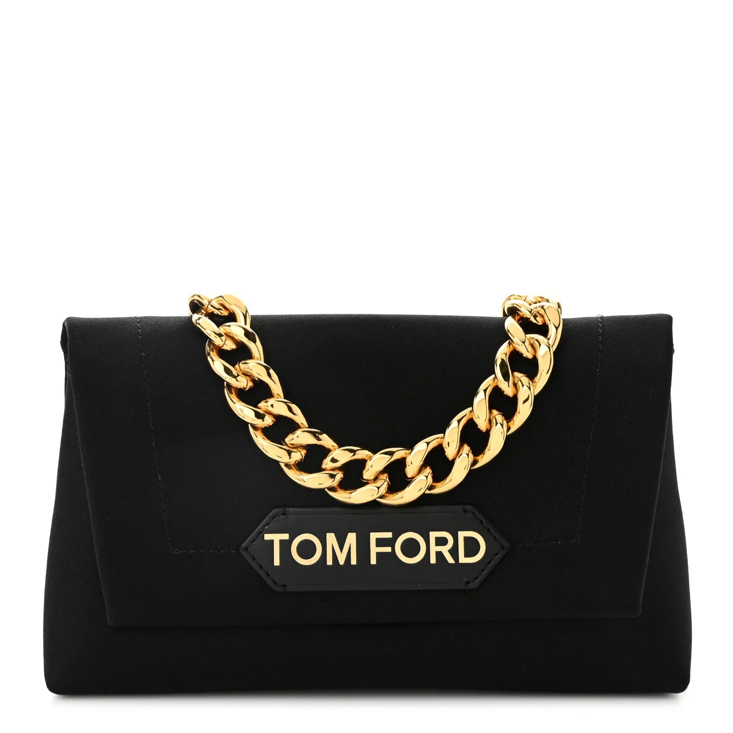 Satin Mini Label Chain Shoulder Bag Black