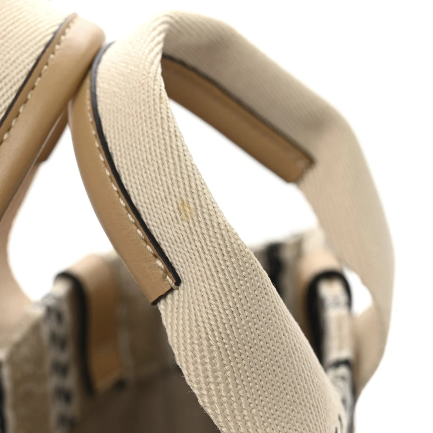 Cotton Calfskin Small Woody Ribbon Tote with Strap Soft Tan