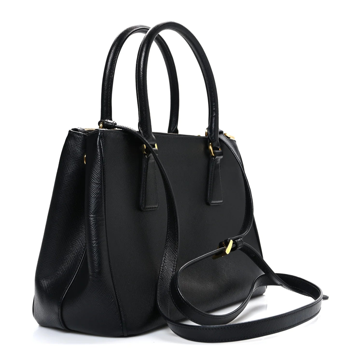 Saffiano Small Galleria Double Zip Tote Black