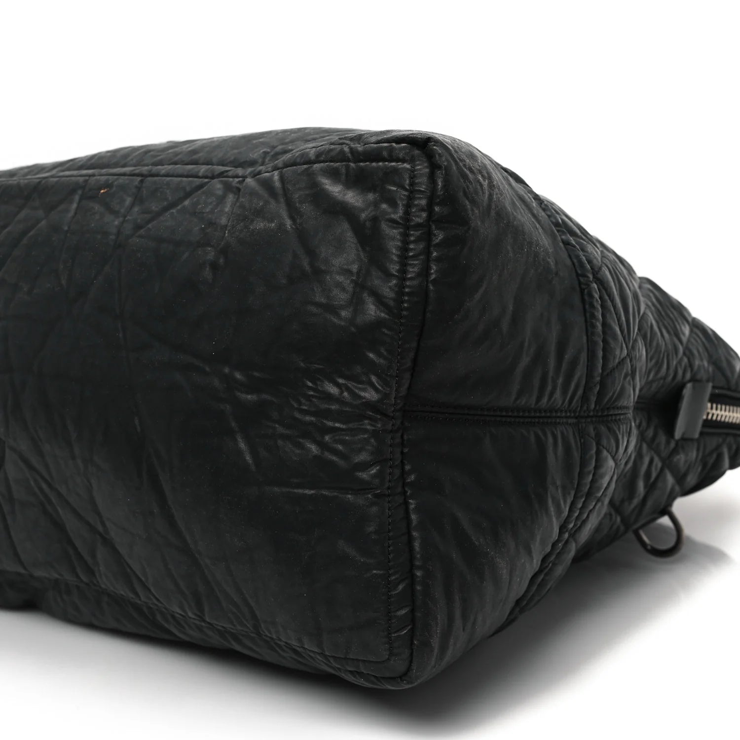 Coated Canvas Quilted Large Garment Travel Bag Black