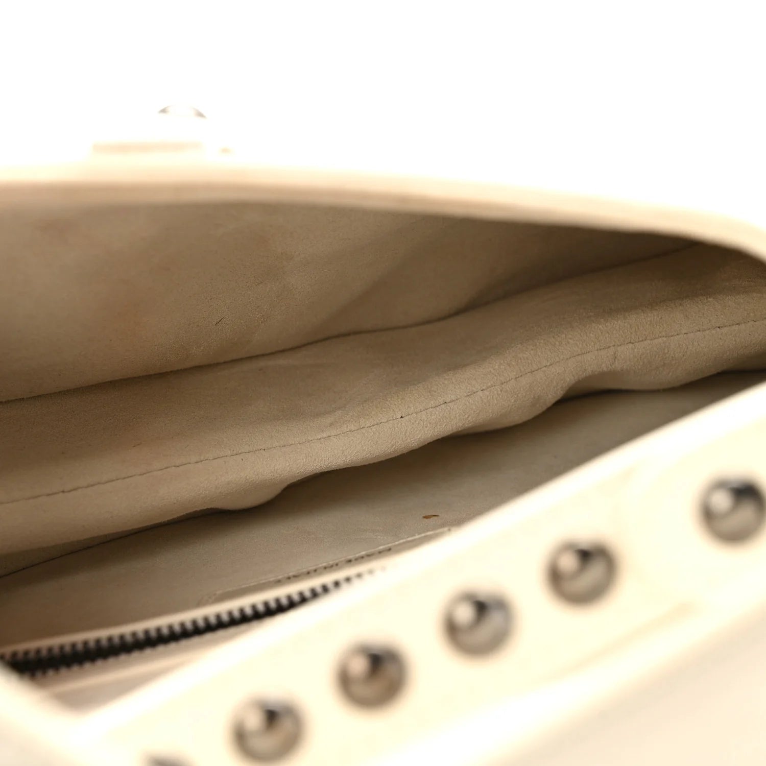 Crinkled Patent Lambskin Studded Saddle Bag with Strap Latte