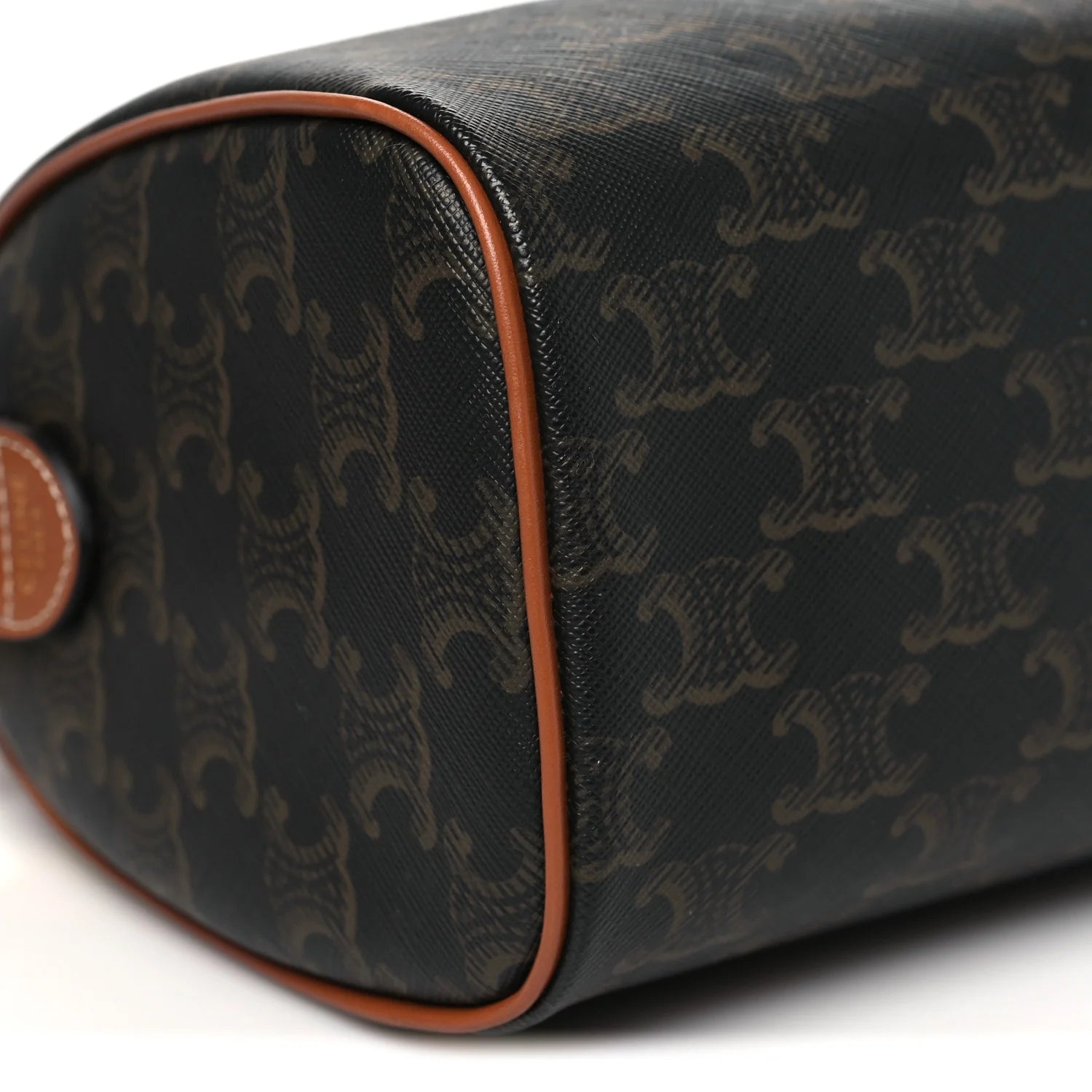 Triomphe Canvas Calfskin Small Boston Bag Tan