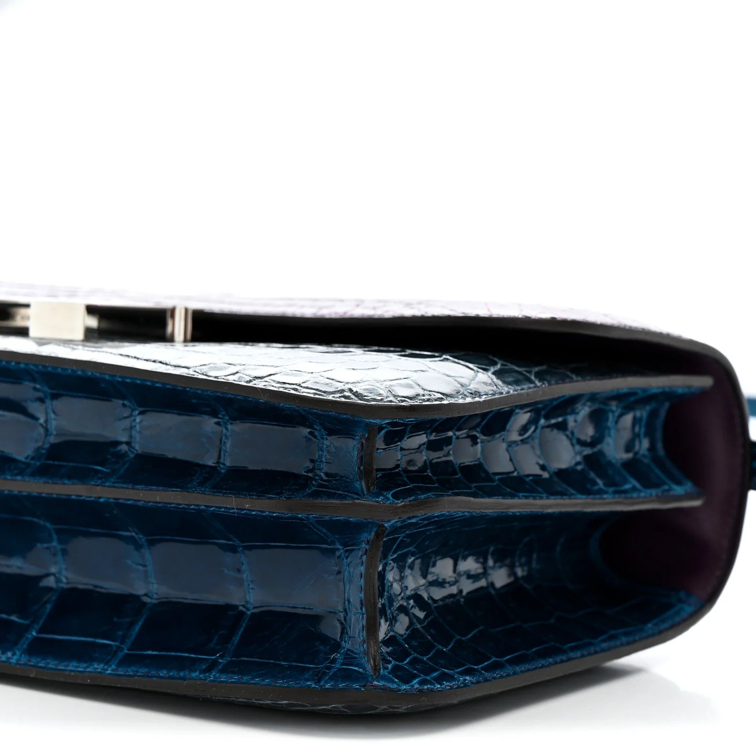 Shiny Niloticus Crocodile Constance Elan 25 Cassis Bleu Izmir Bleu Tempete