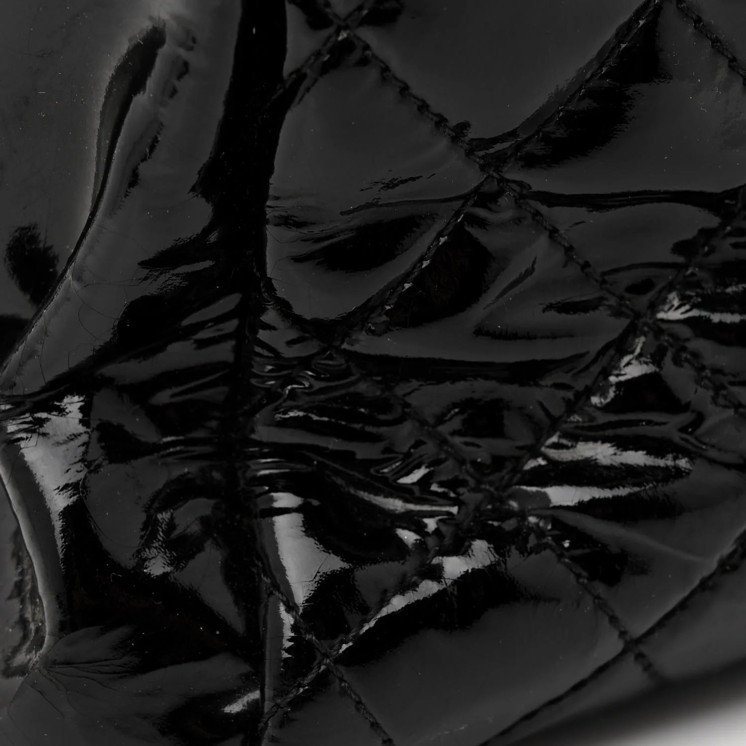 Patent Quilted Large Shopping Tote Black