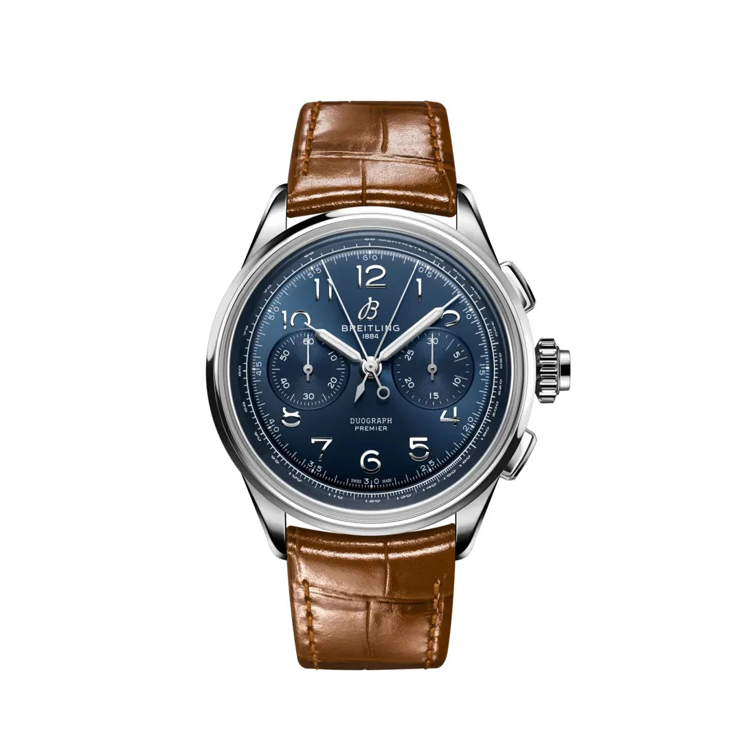 Premier B15 Duograph 42 Stainless Steel Ref# AB1510171C1P1, Box and Papers