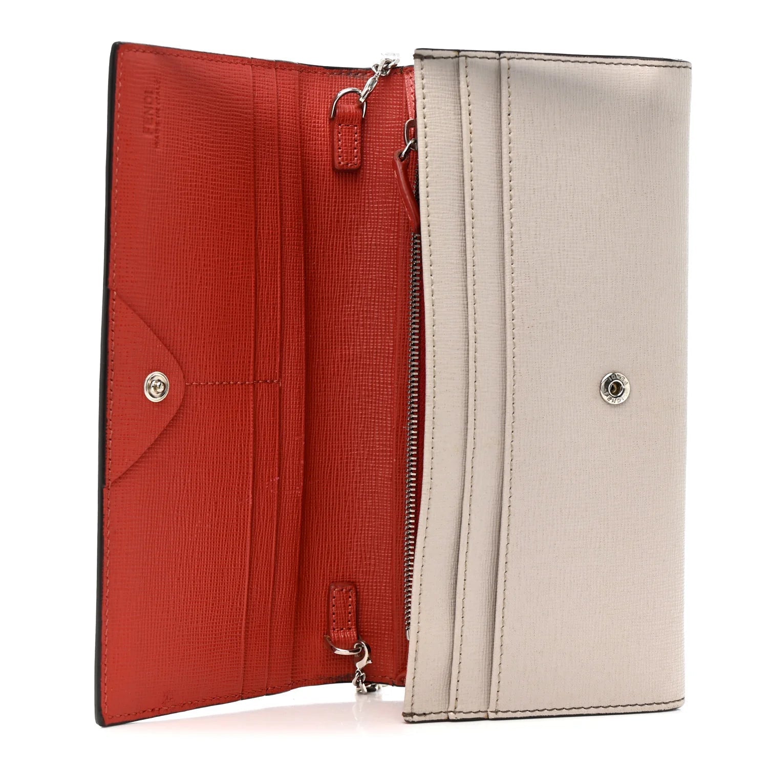 Vitello Elite Monster Eyes Studded Continental Wallet on Chain Carbone White Multicolor