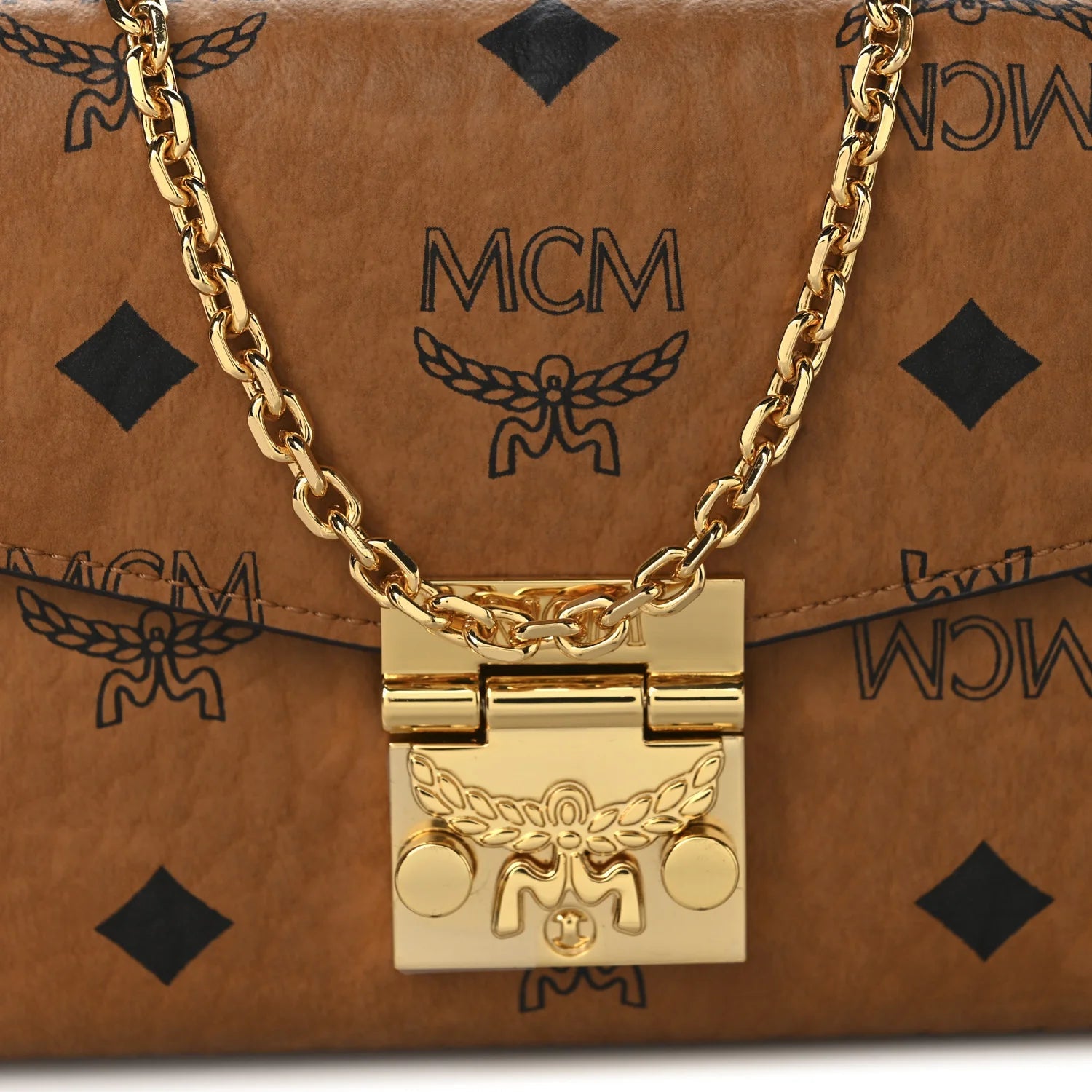 Visetos Large Patricia Wallet on Chain Cognac