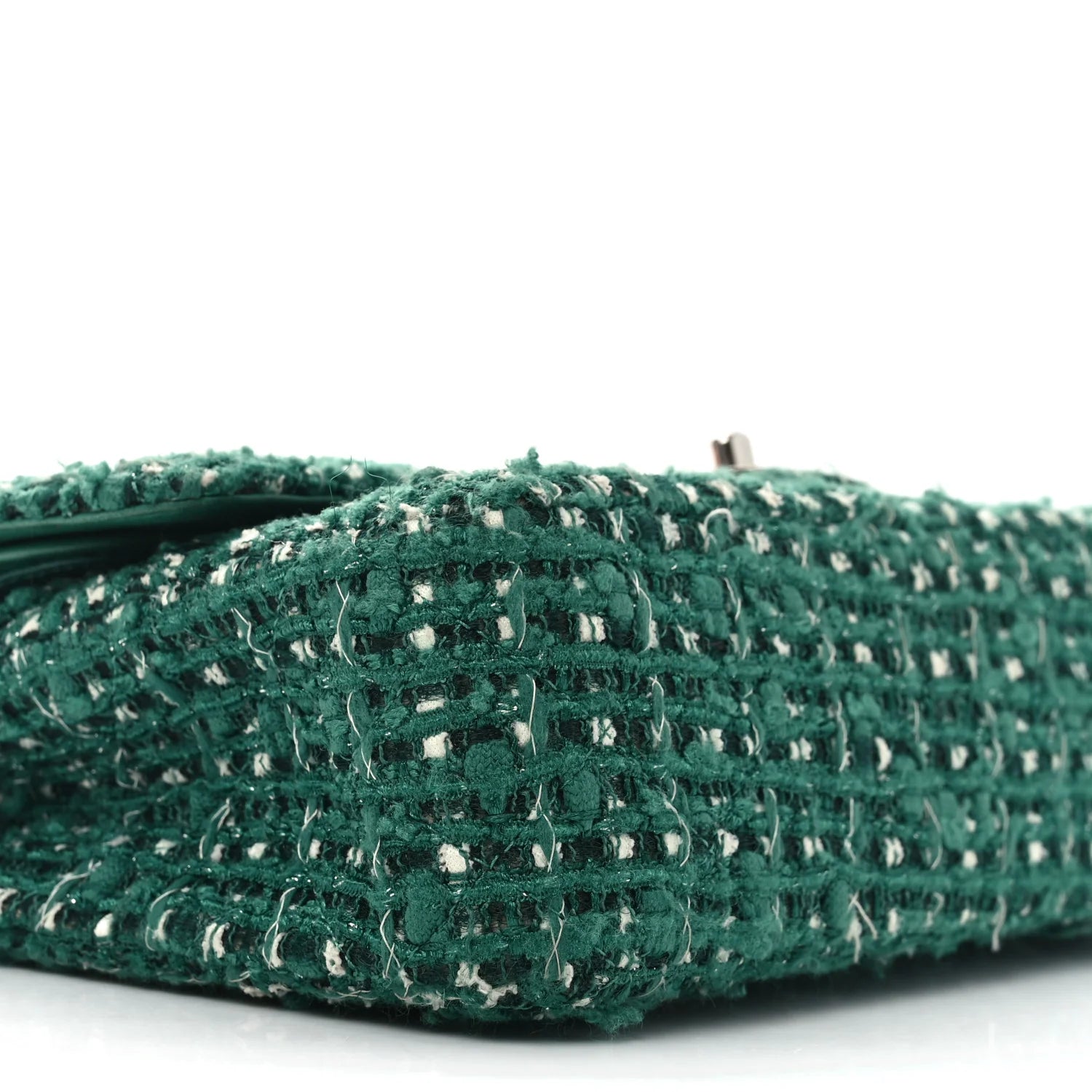 Tweed Quilted Medium Double Flap Green