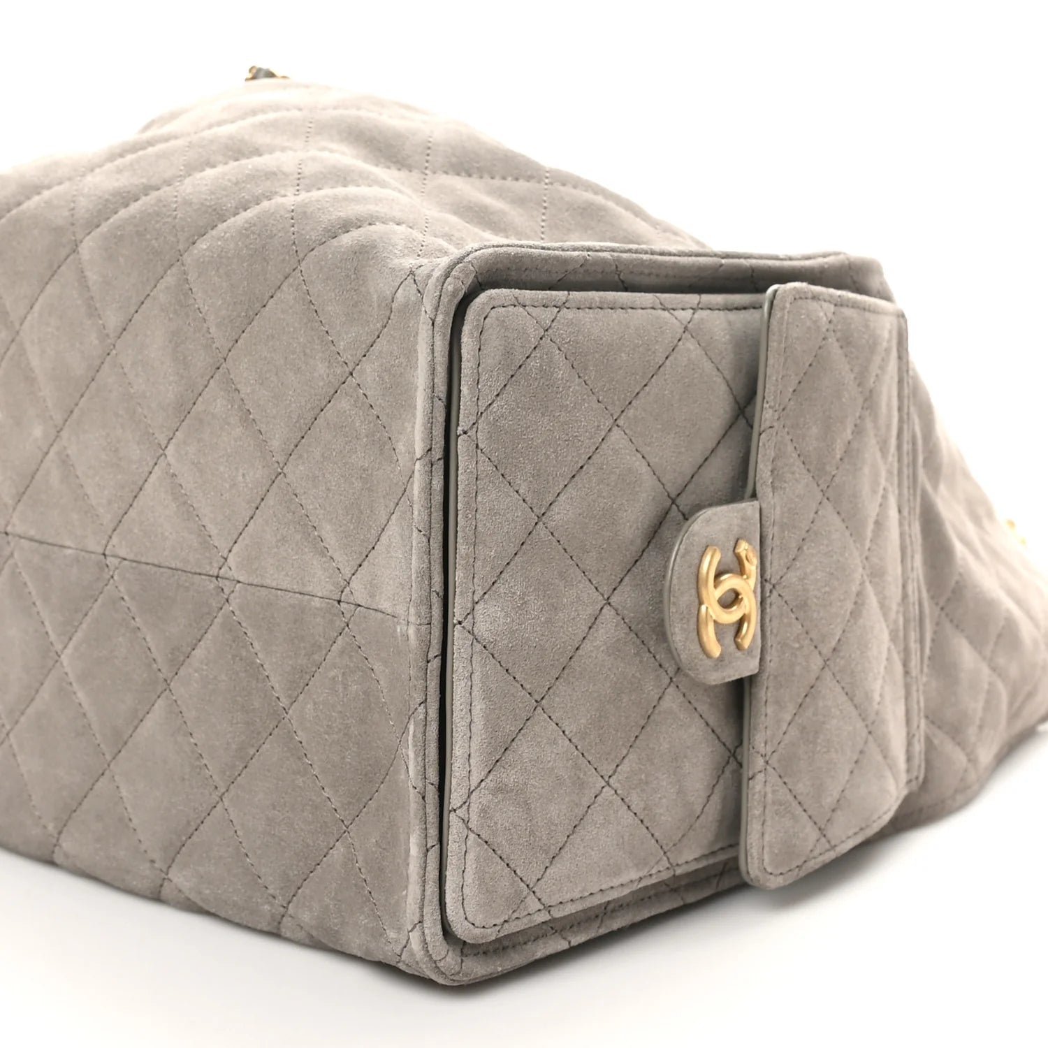 Suede Quilted Medium  25 Handbag Dark Grey