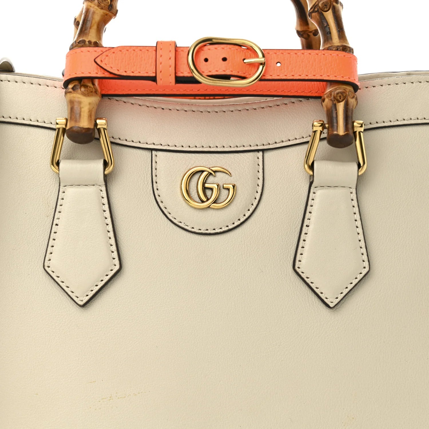 Wonka Grain Calfskin Small Diana Tote Bag Mystic White Orange Fluo