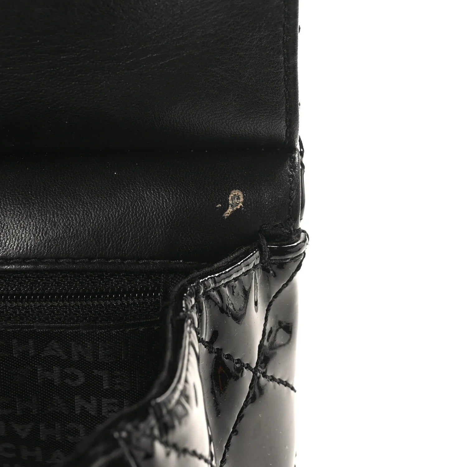 Patent Quilted Medium Diagonal CC Flap Black