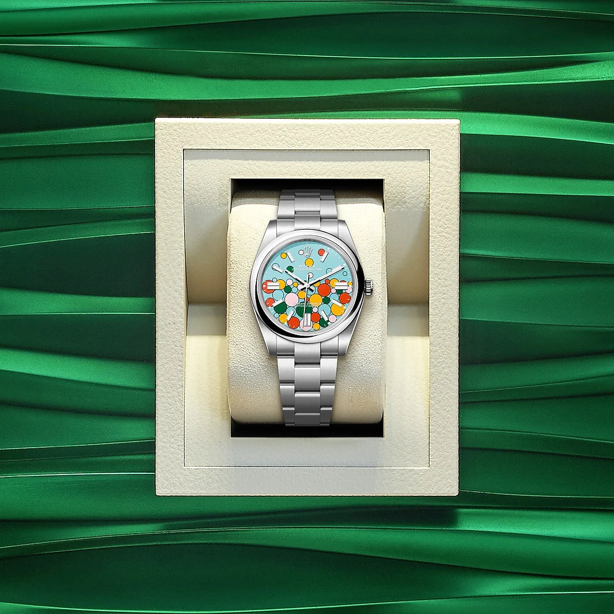 Oyster Perpetual 36, Oystersteel, 36Mm, Turquoise Celebration Motif Dial, Ref# 126000-0009