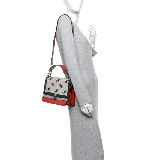 Vitello Liberty Dolce Floral Embroidered Studded Kan I Shoulder Bag Bloody Mary Multicolor