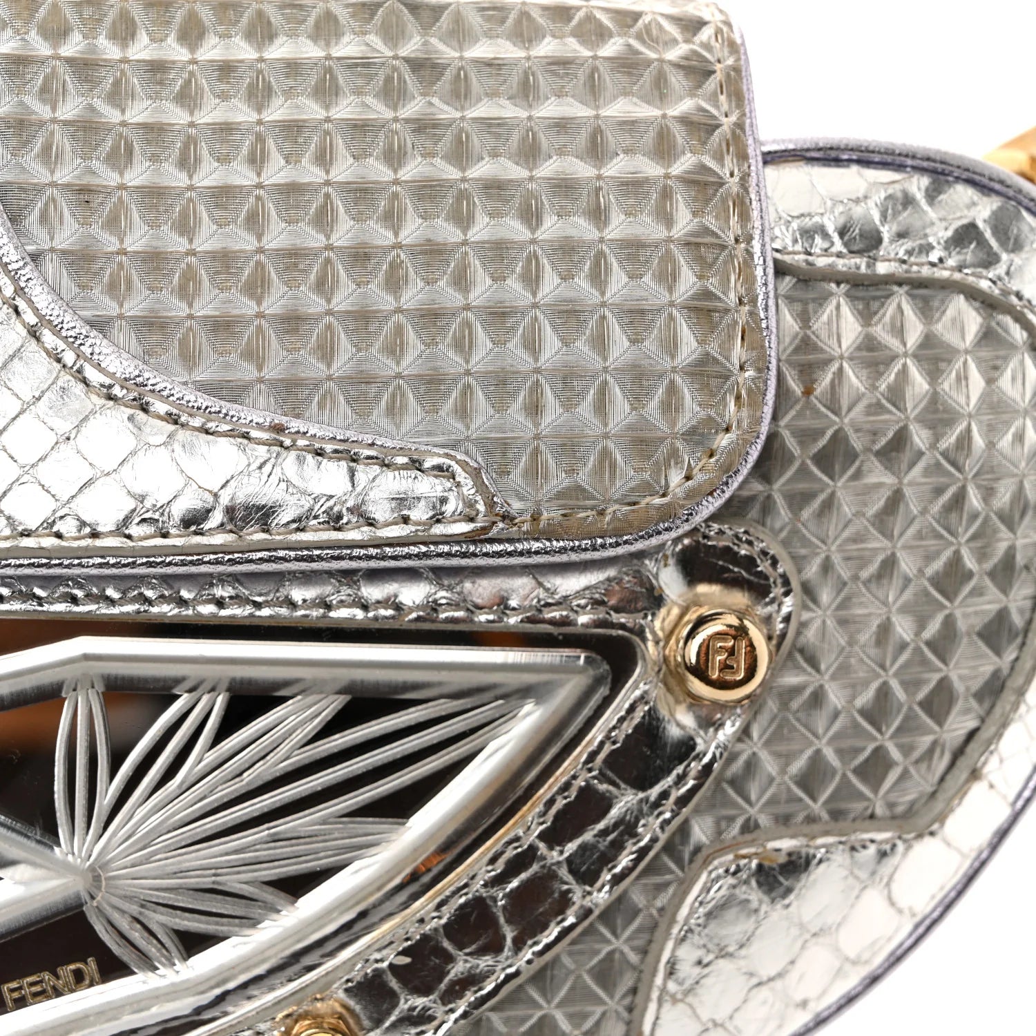 Snakeskin Nylon Vanity Mirror Clutch Transparent