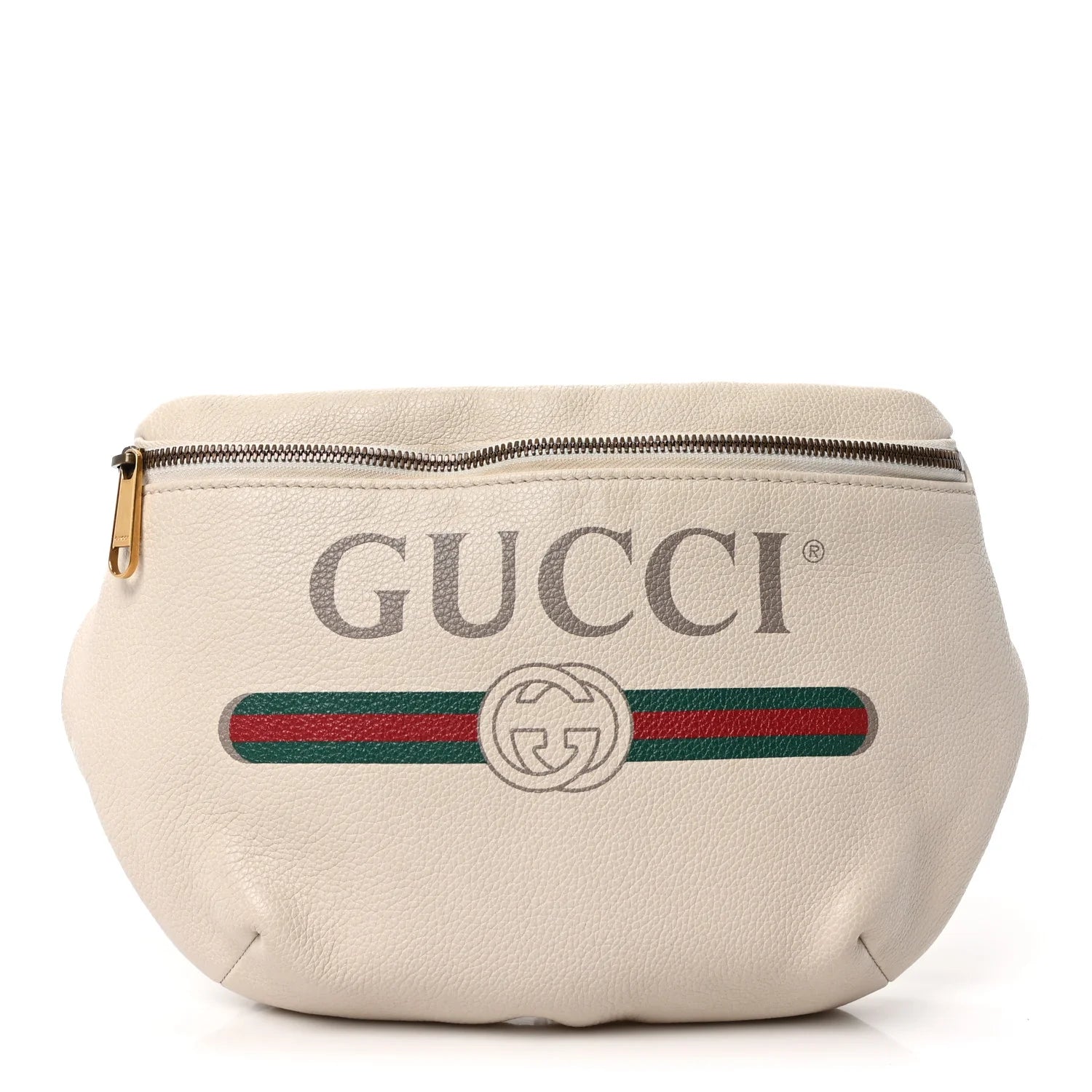 Grained Calfskin Logo Belt Bag White