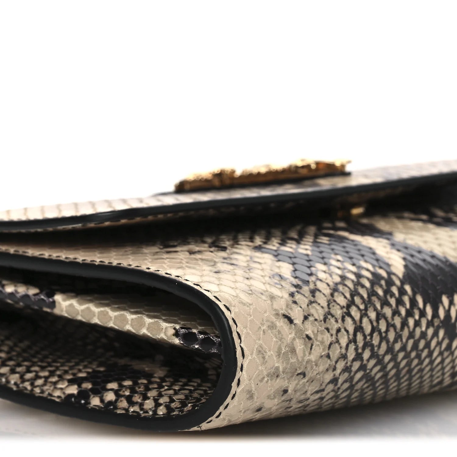 Snakeskin Virtus Wallet on Chain Beige Black