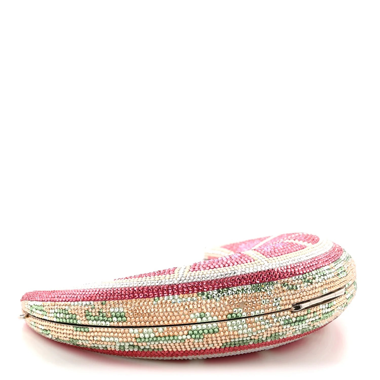 Crystal Lemon Crescent Minaudiere Clutch Clutch Silver Pink Multicolor