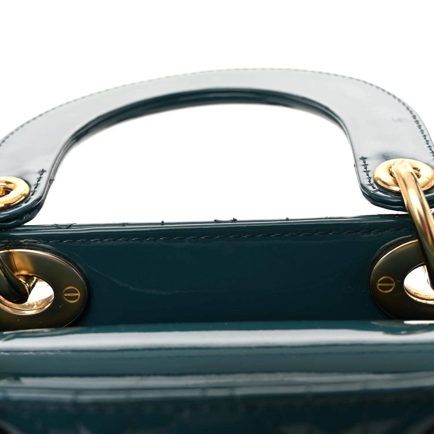 Patent Cannage Small Lady Dior Turquoise