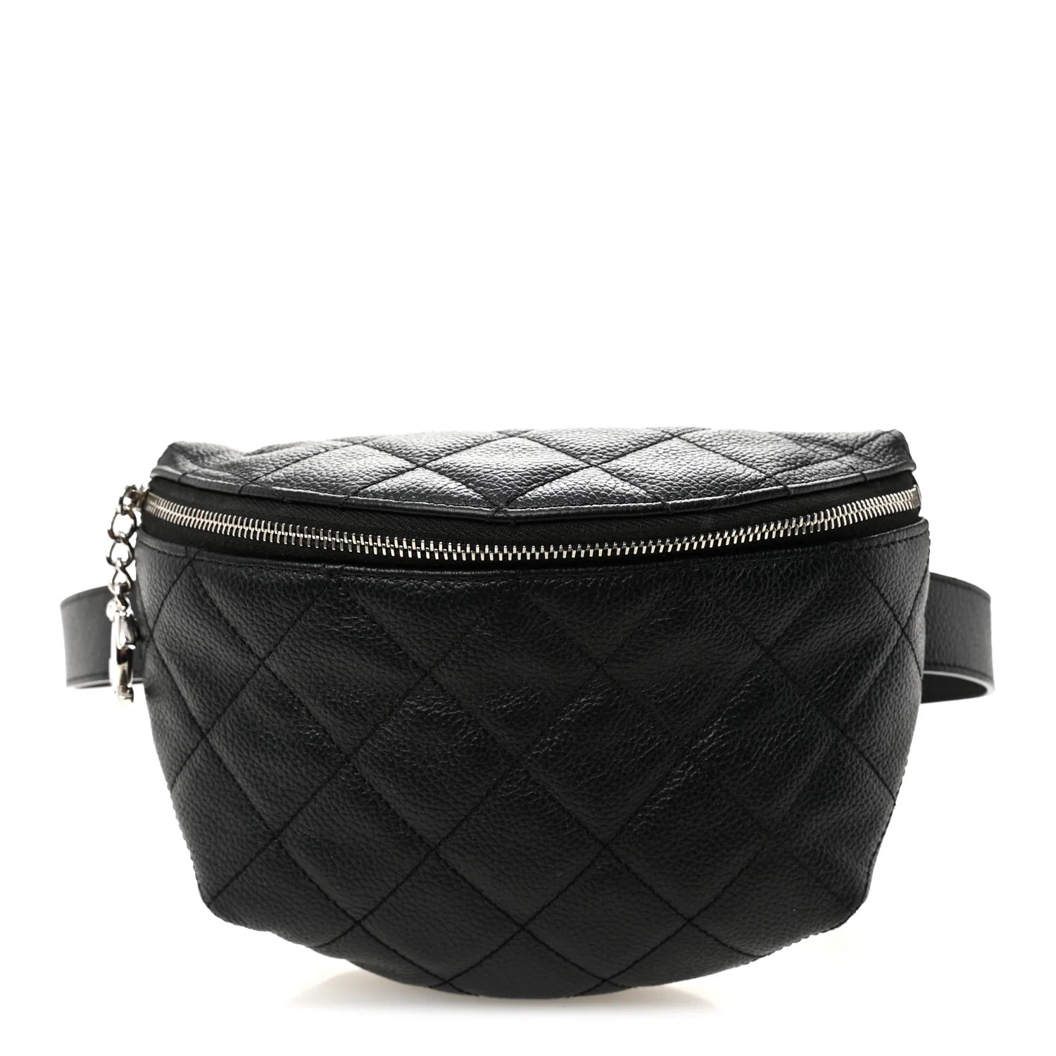 Grained Calfskin Quilted Waist Belt Bag Black