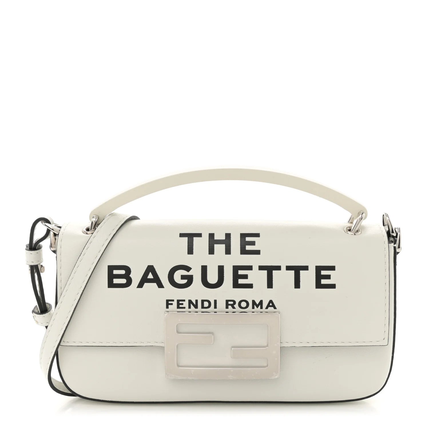 X MARC JACOBS Nappa Logo Phone Baguette White Black