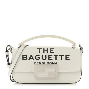 X MARC JACOBS Nappa Logo Phone Baguette White Black