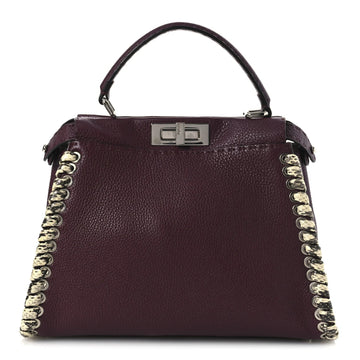 Cuoio Romano Elaphe Selleria Lace up Bi-Color Medium Peekaboo Iconic Satchel Bordeaux Grigio Polvere Natural
