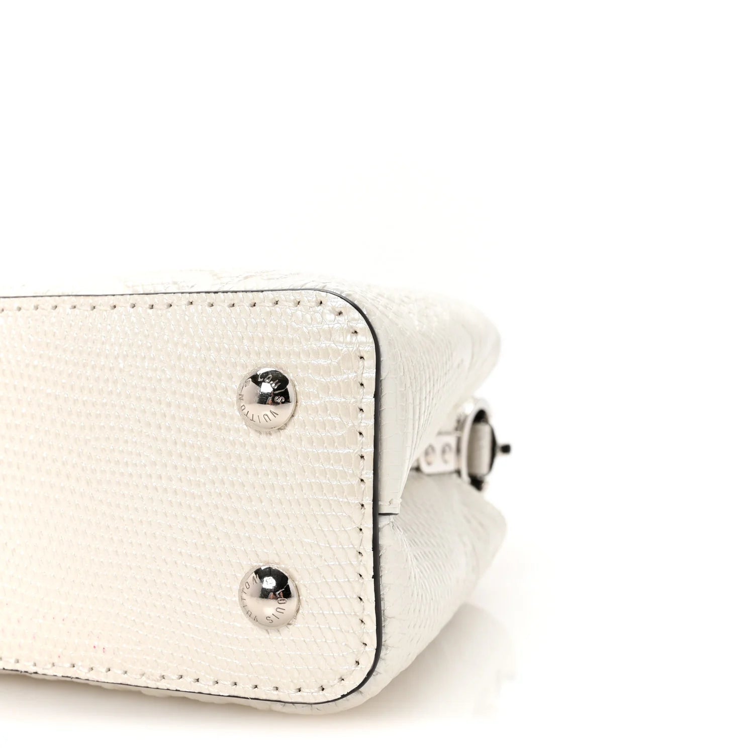 Lizard Baroque Embossed Capucines Mini Ivory Sparkle