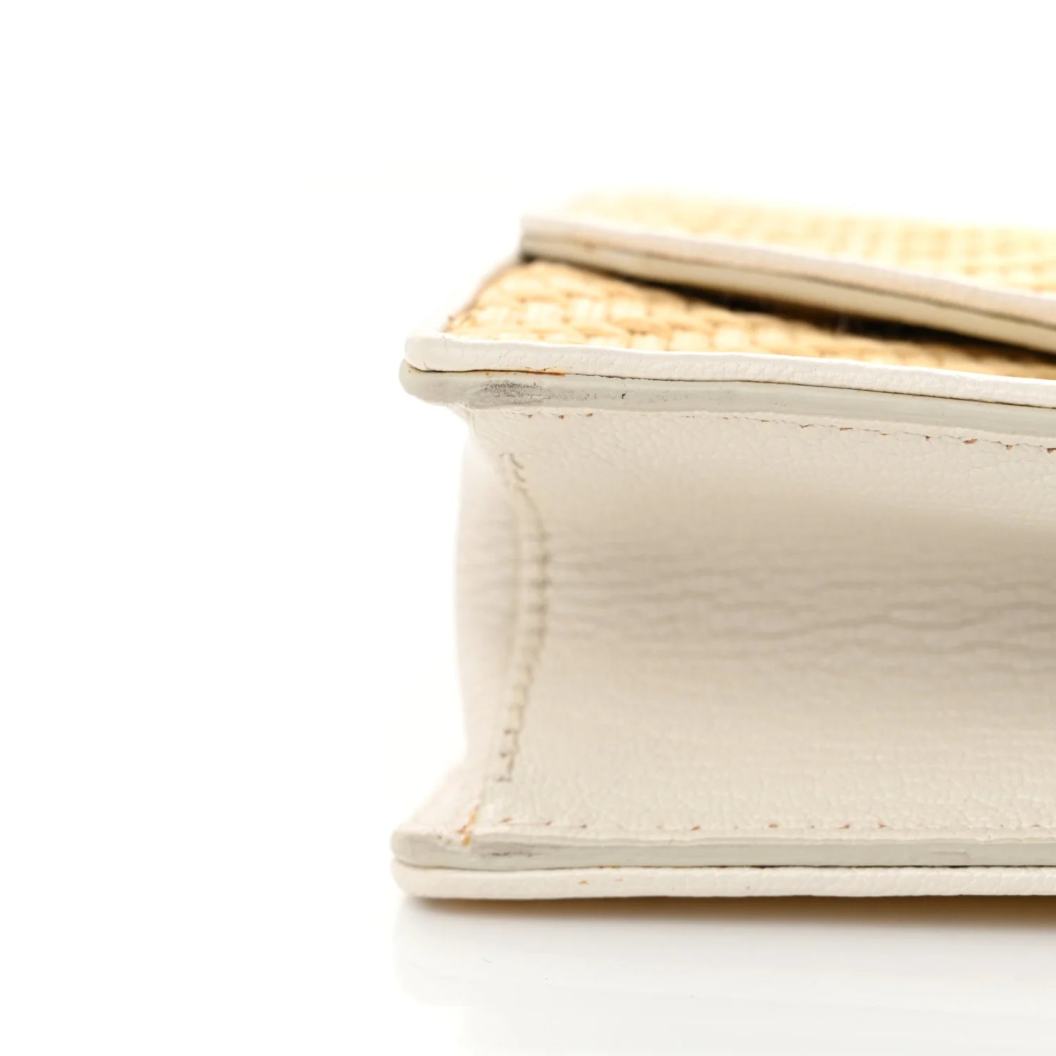 Raffia Madras Crystal Embellished Lady Shoulder Bag Naturale White