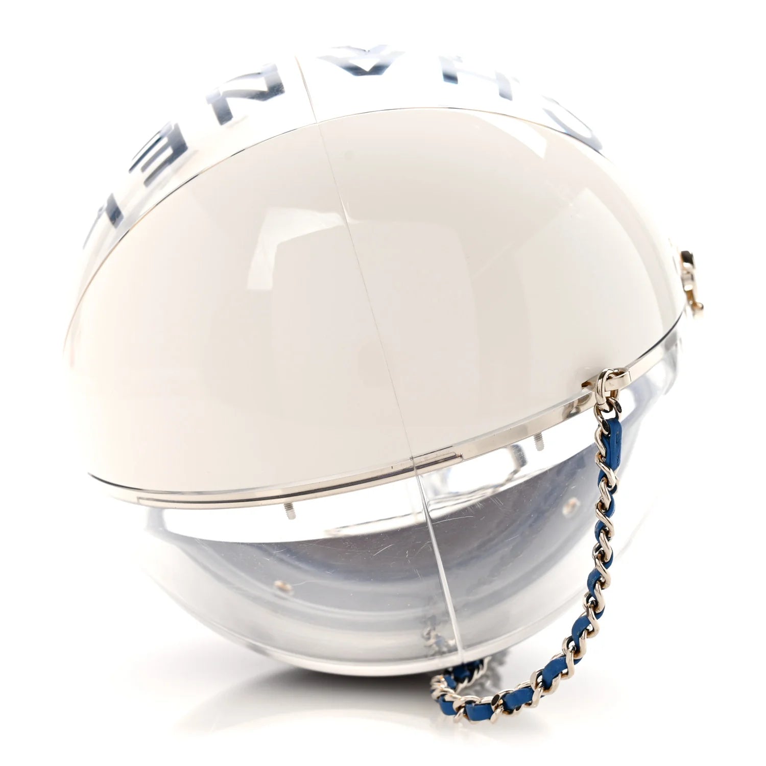 Plexiglass Coco Beach Ball Minaudiere Clutch Yellow White Blue