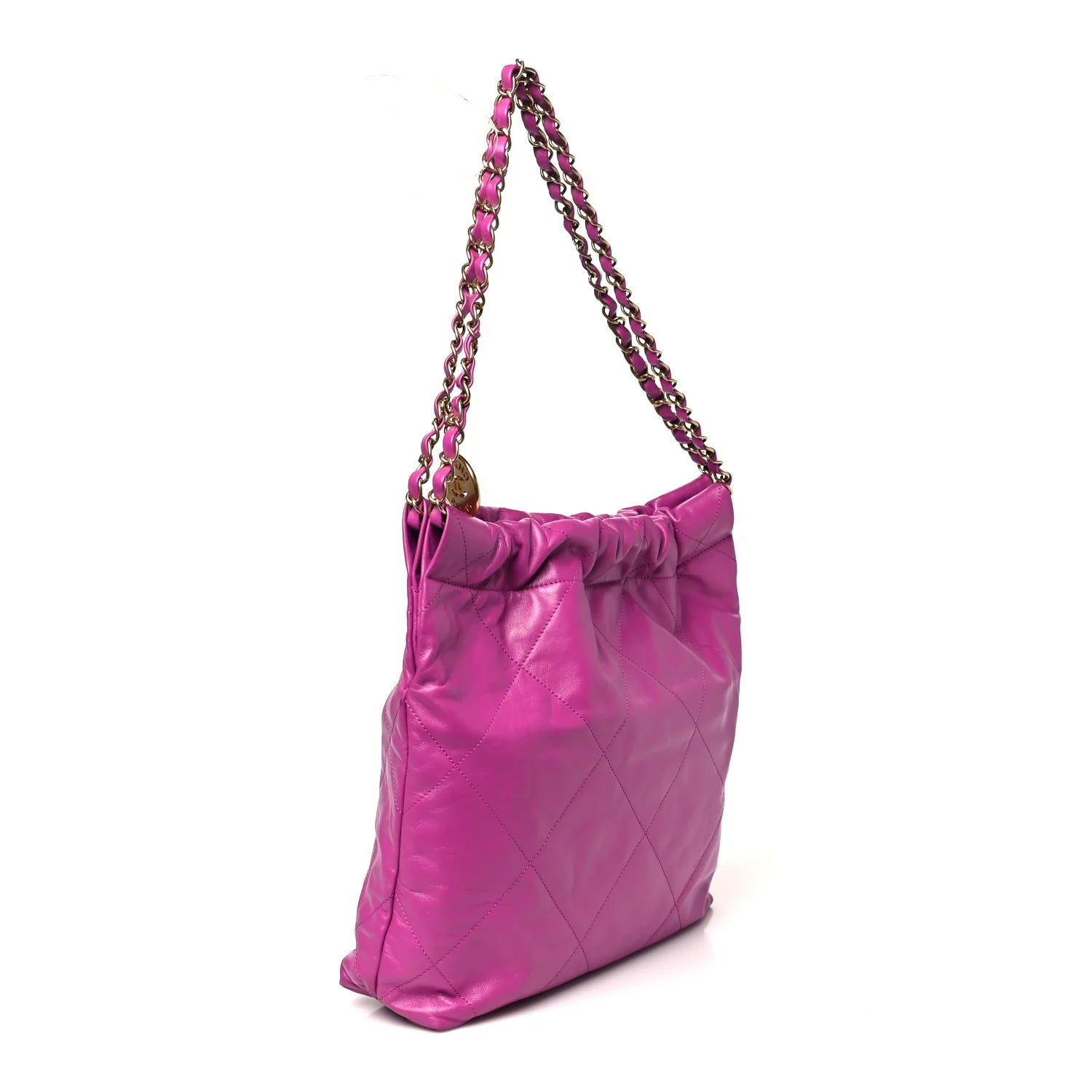 Shiny Calfskin Quilted Small  22 Fuchsia