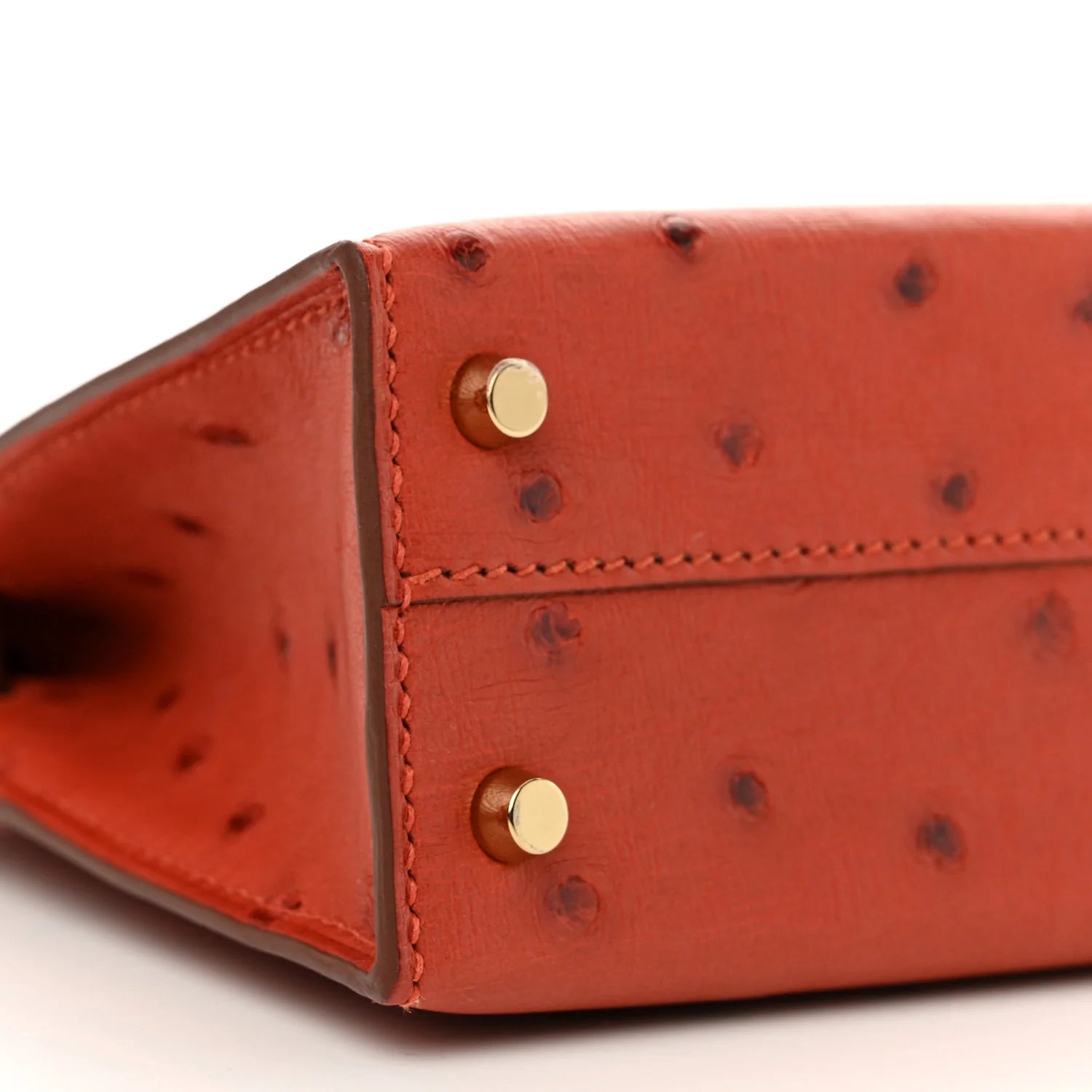 Ostrich Horseshoe Kelly Sellier Mini 20 Cuivre Rose Extreme