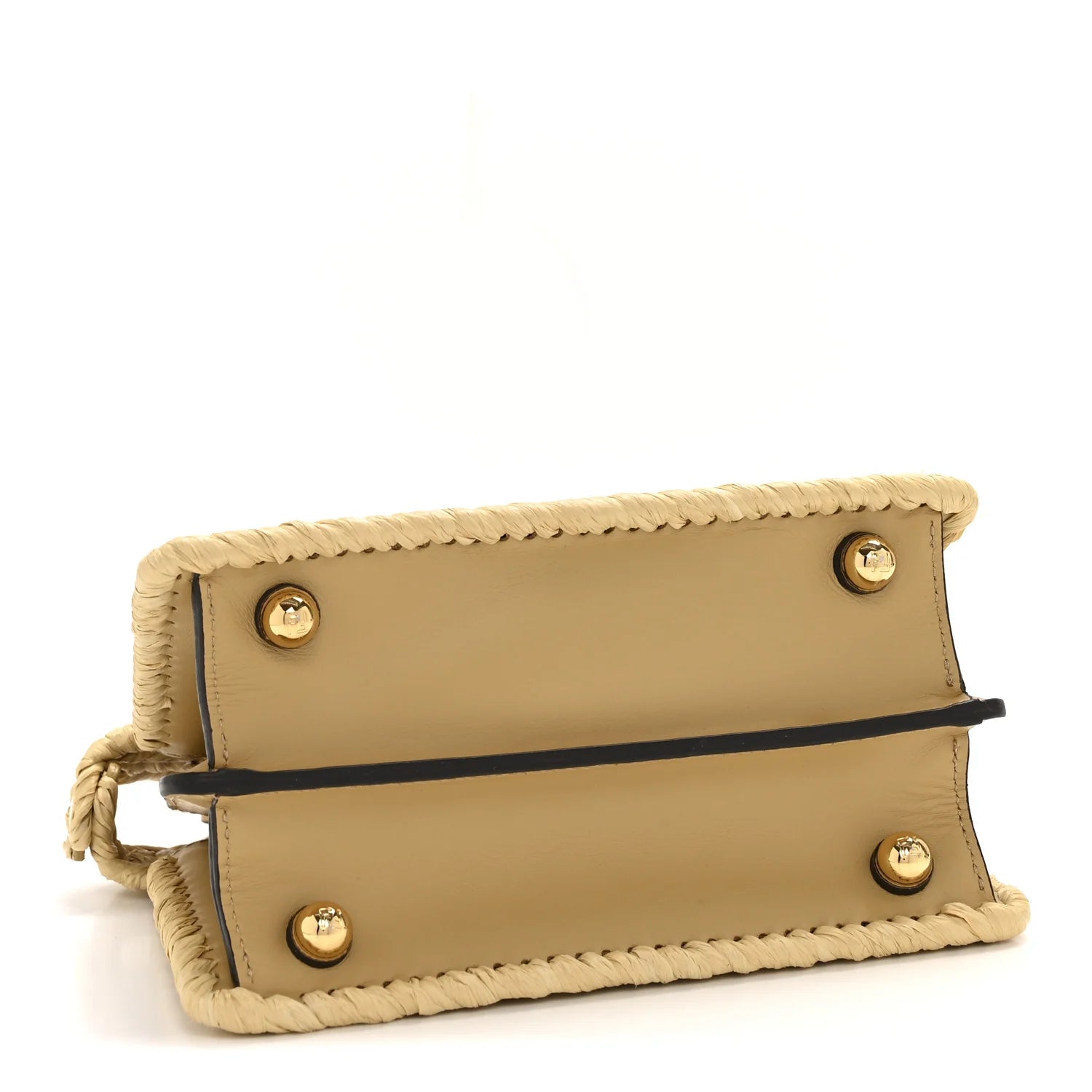 Paglia Vitello King Nappa Woven Petite Peekaboo I SEE U Satchel Sahara