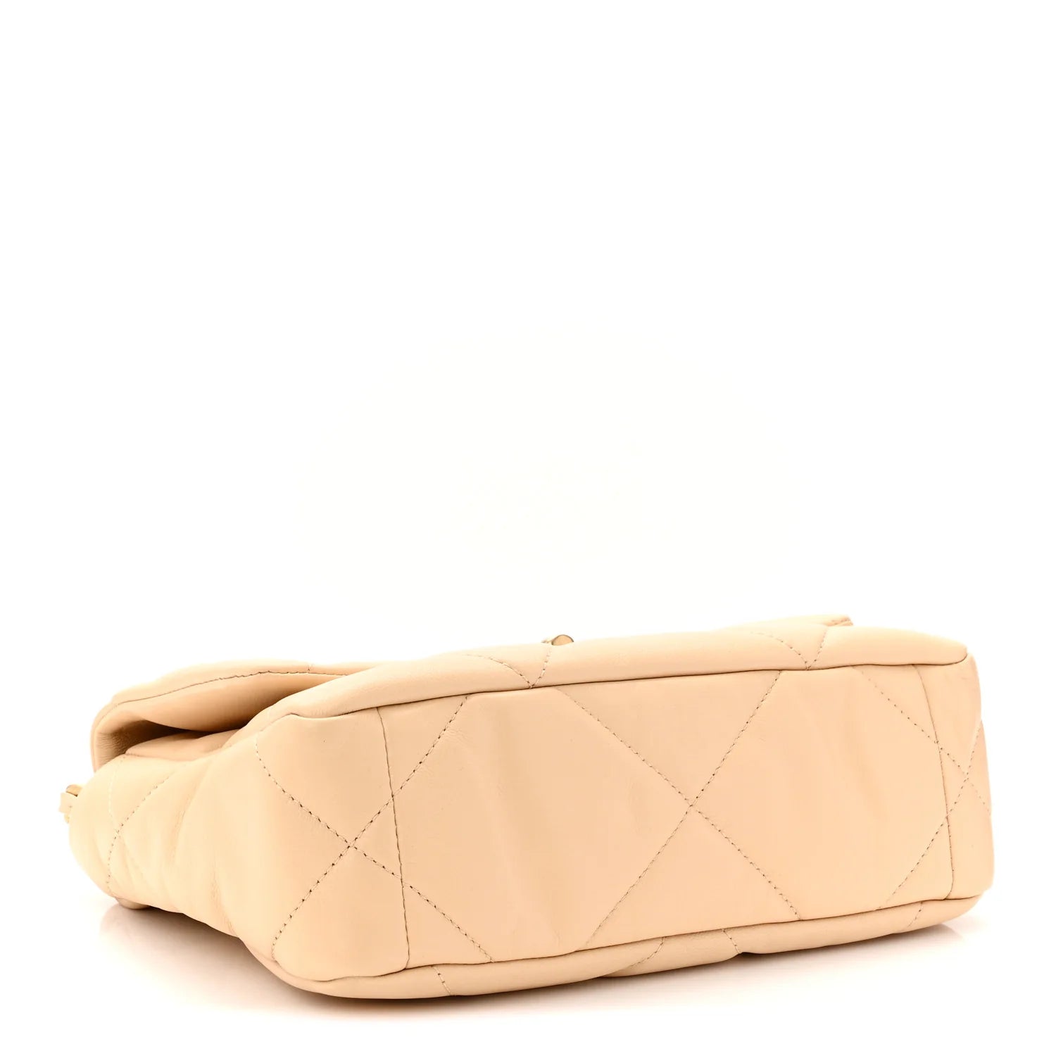 Shiny Goatskin Quilted Medium  19 Flap Beige
