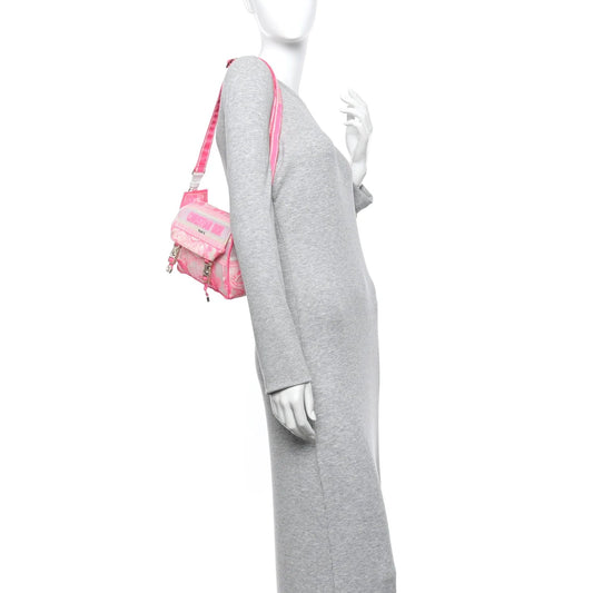 Oblique Chambray Raffia Effect De Jouy Small Diorcamp Messenger Fluorescent Pink