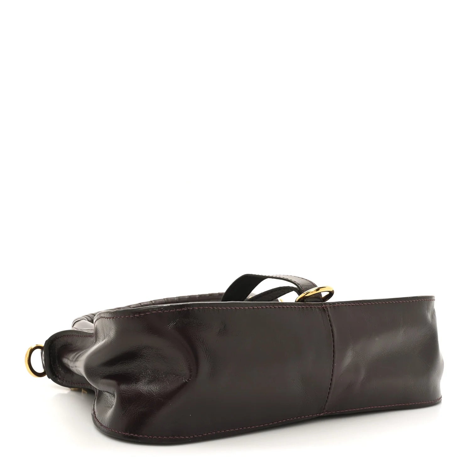 Shiny Calfskin Small Marcie Satchel Auburn Red