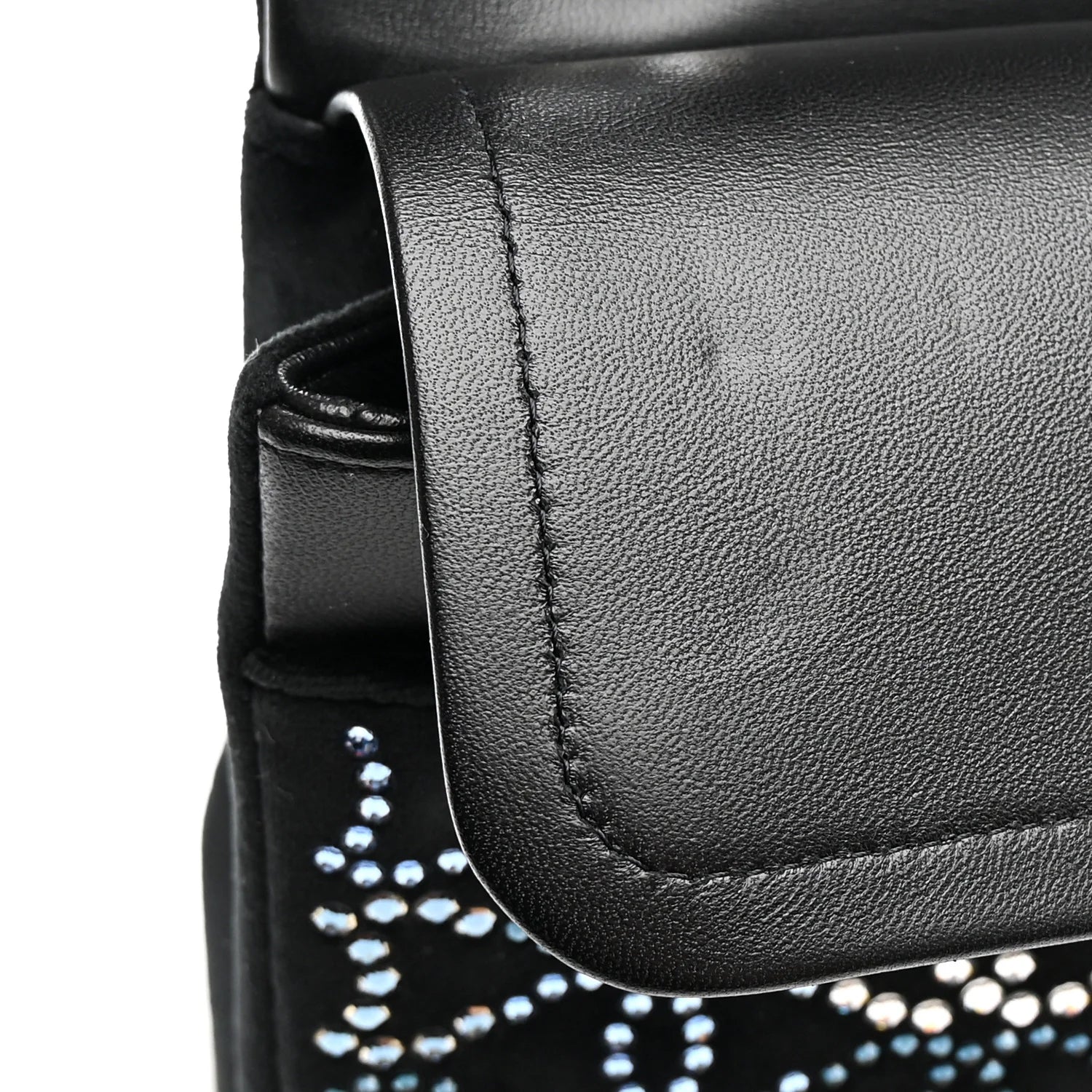 Velvet Crystal Medium Double Flap Black